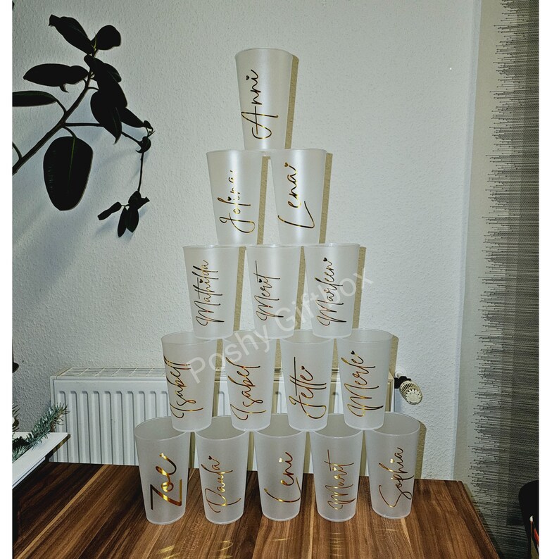 Partybecher Set/Personalisierte Becher in Weiss zum JGA /Mehrwegbecher mit Namen zum Junggesellinnenabschied/Trinkbecher/Becher mit Name Bild 8