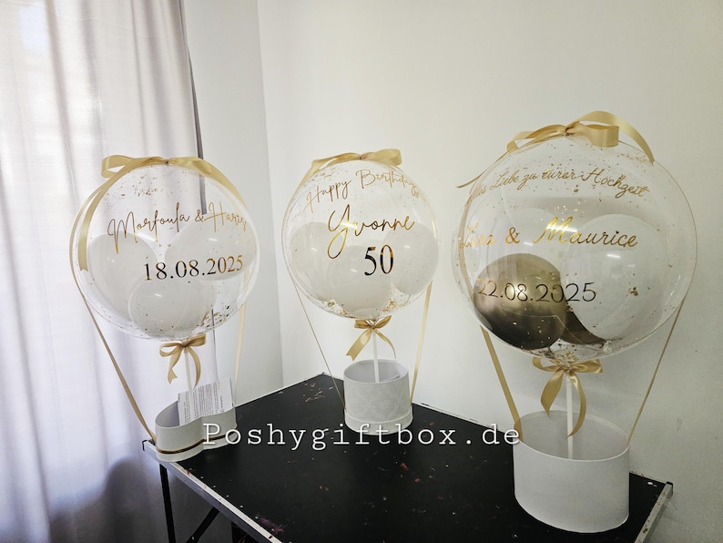 Ballon Geschenk mit Schokoladen und Trockenblumen/Personalisierte Balloons/Hochzeitsgeschenk/Happy Valentinstag/Geburtstagsgeschenk image 4