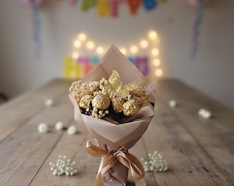 Pralinenstrauß mit Trockenblumen /Geburtstagsgeschenk,Weihnachtsgeschenk,Muttertag,Valentinstagsgeschenk /Essbarer Blumenstrauß