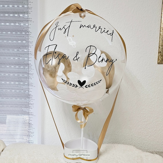 Ballongeschenk HOCHZEIT/Geschenk zum Hochzeitstag/Verlobungsgeschenk/Just Married/Hochzeitsgeschenk/Ballongrüß /Geldgeschenk Hochzeit