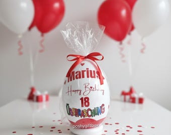 Personalisiertes XXL Überraschungsei /Ü-Ei/XXL Überraschungsei  mit Motiven/18 Geburtstag /Geschenk Geburtstag/11 Designs/Weihnachtsgeschenk