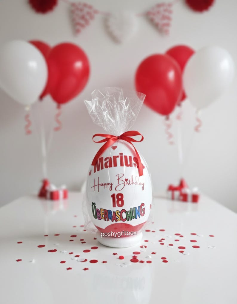 Personalisiertes XXL Überraschungsei /Ü-Ei/XXL Überraschungsei mit Motiven/18 Geburtstag /Geschenk Geburtstag/11 Designs/Weihnachtsgeschenk Wie Bild 1