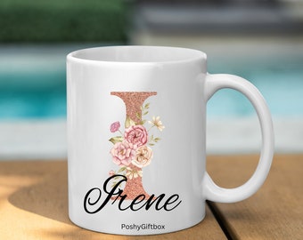 Tasse mit Buchstabe und Name /Teetasse,Kaffeetasse Personalisiert mit Wunschname/Keramik /350ml/Weiss/Geschenk personalisiert/Becher