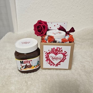 Nutella Geschenk 450g Glas /Nutella Valentinsgeschenk/Personalisiert mit Wunschtext oder Namen/Mitbringsel/ Gastgeschenk/Nutella Verpackung