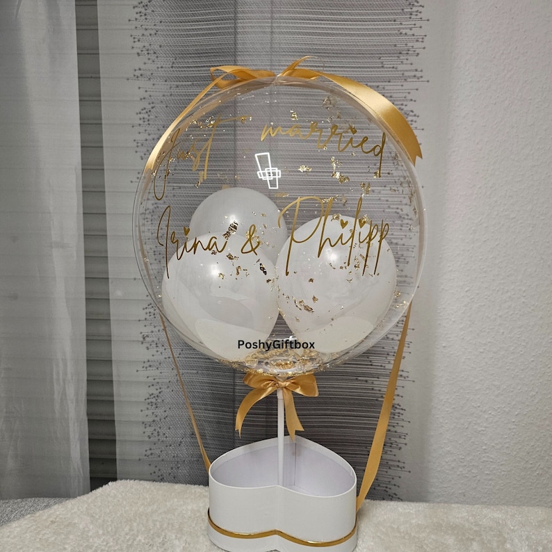 Ballon Geschenk mit Schokoladen und Trockenblumen/Personalisierte Balloons/Hochzeitsgeschenk/Happy Valentinstag/Geburtstagsgeschenk image 1