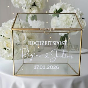 Hochzeitsbox für Karten ,Geldgeschenke/Glaskartenbox Hochzeitspost/Glasbox Hochzeit/ Hochzeitspost Glasbox oder Sticker/ Hochzeitskartenbox image 1