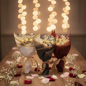 Pralinenstrauß mit Trockenblumen /Geburtstagsgeschenk,Weihnachtsgeschenk,Muttertag,Valentinstagsgeschenk /Essbarer Blumenstrauß image 2