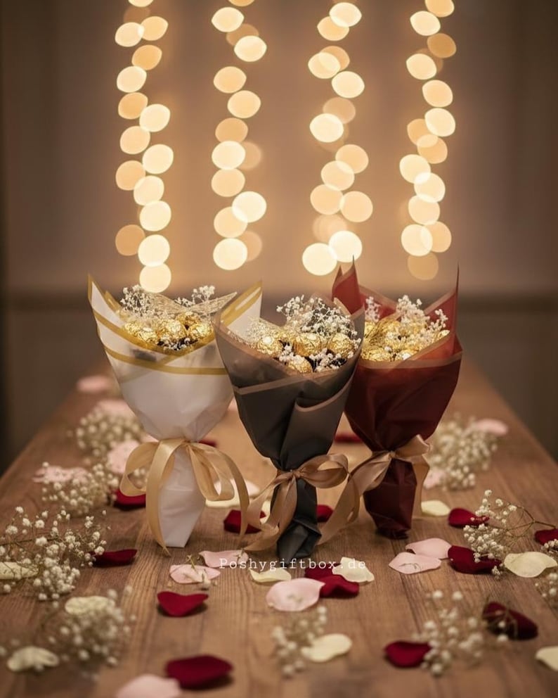 Pralinenstrauß mit Trockenblumen /Geburtstagsgeschenk,Weihnachtsgeschenk,Muttertag,Valentinstagsgeschenk /Essbarer Blumenstrauß image 2