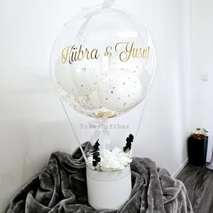 Ballongeschenk "Gold"/Geschenk zum Hochzeitstag/Verlobungsgeschenk/Just Married/Geburtstagsgeschenk/Hochzeitsgeschenk/Ballon mit Blumenbox image 11