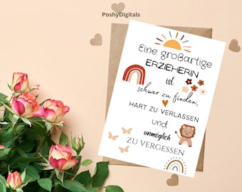 Abschiedskarte Kindergarten, Schule/Abschied Kita, Grundschule /Abschiedsgeschenk Dankeskarte Erzieher,Erzieherin,Lehrer,Lehrerin,Kita Team