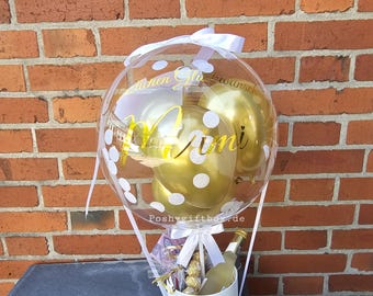 Ballon Cadeau Goud/Persoonlijke Bubble Ballon/Mit Wunschtext/Individuele Geschenk/Feestje Decoratie/Personalisatie Geburtstagsdeko