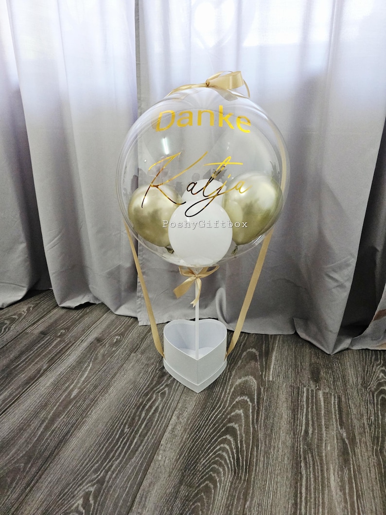 Ballon Geschenk mit Schokoladen und Trockenblumen/Personalisierte Balloons/Hochzeitsgeschenk/Happy Valentinstag/Geburtstagsgeschenk image 5