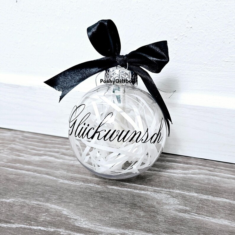 Wunscherfüller/Geldgeschenk Gutschein/Geldgeschenk Geburtstag/Weihnachtskügel personalisiert/Geld verschenken/Geld verpacken/Glückwunsch Weiss
