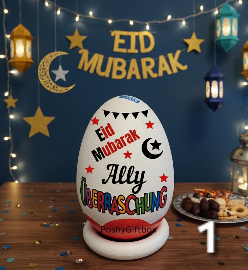 XXL personalisiertes Überraschungsei Eid Mubarak /Ramadan Geschenk/Ü-Ei Happy Bayram/Islamisches Geschenk/hayirli Bayramlar/ 1