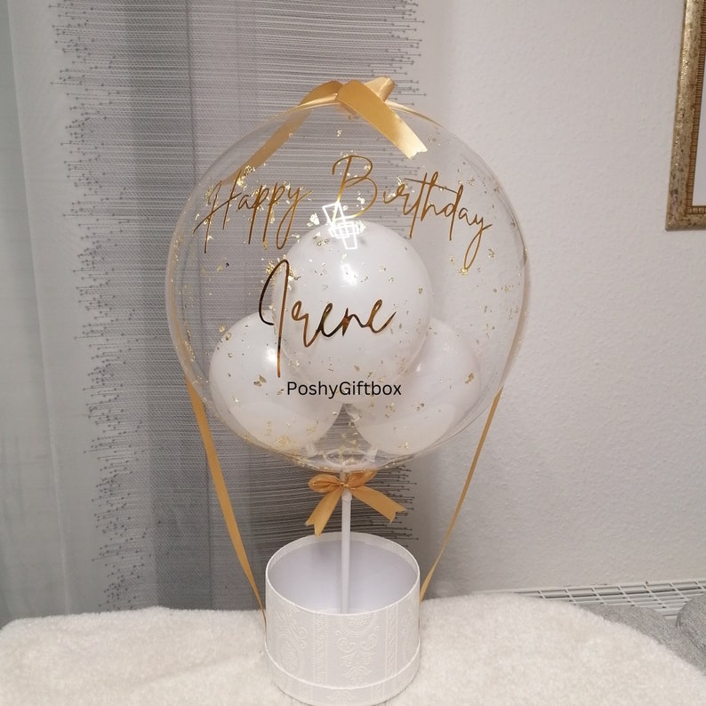 Ballon Geschenk mit Schokoladen und Trockenblumen/Personalisierte Balloons/Hochzeitsgeschenk/Happy Valentinstag/Geburtstagsgeschenk image 7
