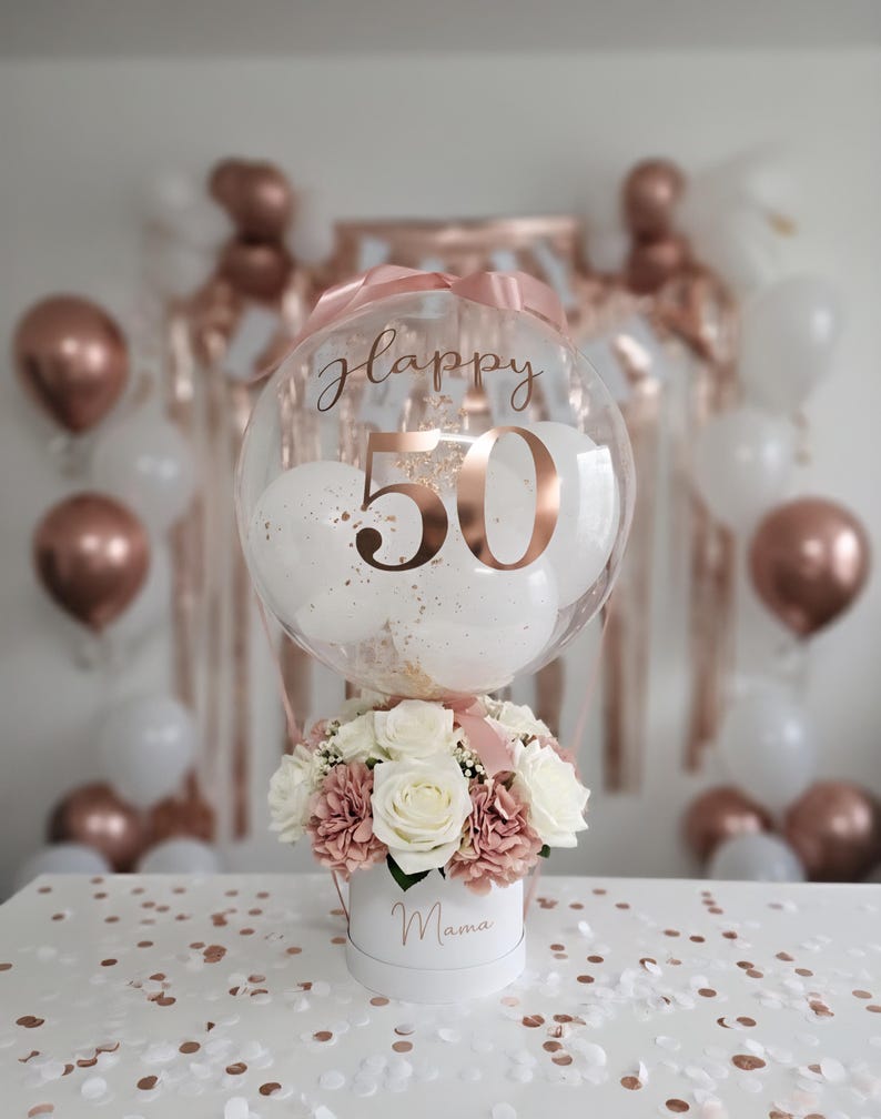 Ballongeschenk/Ballon personalisiert /Geschenk zur Hochzeit/Geburtstagsgeschenk/Geschenk Frauen/Geschenk Muttertag/Geschenkbox/Ballonbox image 2