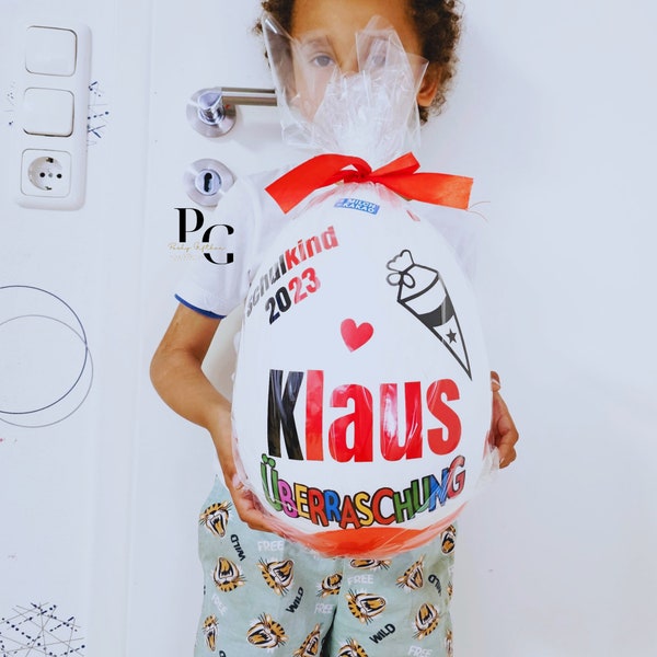 Personalisiertes XXL Überraschungsei  Mit Schokoladen/Einschulungsgeschenk/XXL Überraschungsei SCHULKIND/Weihnachtsgeschenk/9 Designs