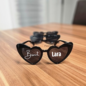 Personalisierte Herzbrille/Party-Brillen Herz/Fotobox Brille/Sonnenbrille Hochzeit/JGA/ Brille Braut,Team Braut/Sonnenbrille personalisiert