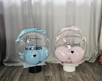Ballon « BABY »/Willkommen Baby/Luftballon personalisiert/Ballongeschenk Hochzeit,Geburtstag,Muttertag,Valentinstag/Ballon mit Mini Schleifen