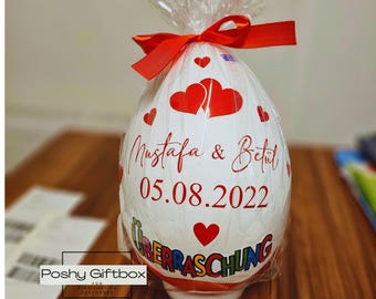 XXL -Ei personalisiert « Hochzeit »/befüllt mit Schokoladen/XXL berraschungsei/Ostereier xxl/9 DESIGNS/Sinnvolle Geschenke Geburtstag