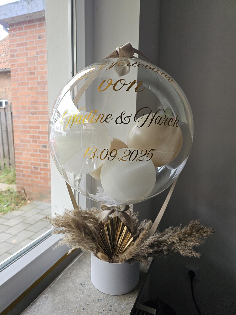 Ballon Geschenk mit Trockenblumen/Hochzeitsgeschenk/Verlobungsgeschenk/Geburtstagsgeschenk/Ballon personalisiert/Valentinsgeschenk/2 Designs image 7