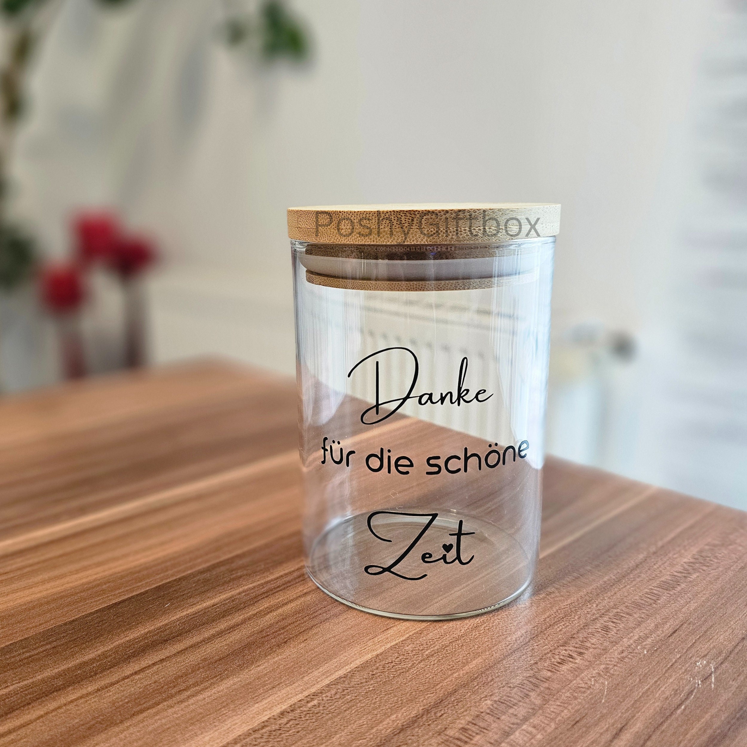 AUFKLEBER  ODER VORRATSGLAS mit Holzdeckel Danke für die tolle Zeit/Danke, dass du mir beim Wachsen geholfen hast/Abschiedsgeschenk