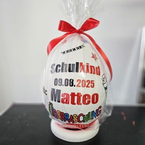 Personalisiertes XXL berraschungsei zur Einschulung /Schulkind Überraschungsei/Abschiedsgeschenk Schule/1.Klasse Geschenk/9 Designs