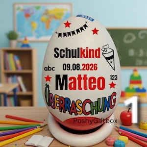 Personalisiertes XXL berraschungsei zur Einschulung /Schulkind Überraschungsei/Abschiedsgeschenk Schule/1.Klasse Geschenk/9 Designs 1