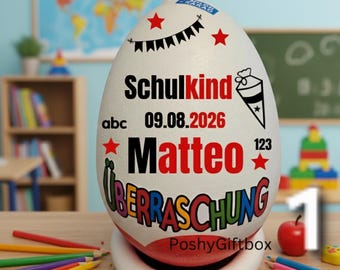 Personalisiertes XXL Überraschungsei zur Einschulung /Schulkind Überraschungsei/Abschiedsgeschenk Schule/1.Klasse Geschenk/9 Designs
