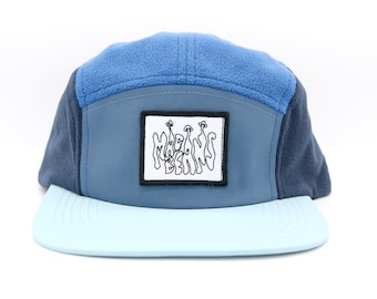 Blue Fleece 5 Panel Adjustable Cap by MadBeans Beanies