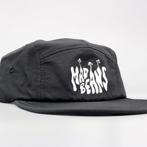 Black Nylon 5 Panel Adjustable Cap by MadBeans Beanies