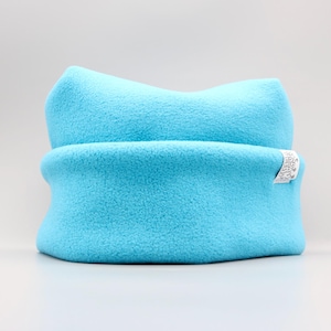 Blue Handmade Retro Fleece Four Point Beanie Cozy Funky Cuffed Winter Hat by MadBeans Beanies