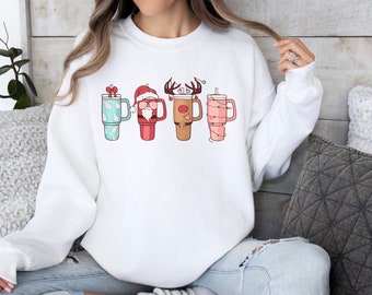 Kerst Stanley Cup Sweatshirt, Stanley Quencher Hoodie, Cadeau voor tiener, Kerst Stanley Cup, Emotionele Ondersteuning Waterfles Sweatshirt