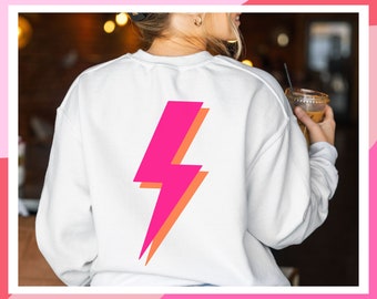 Preppy Lightening Bolt Sweatshirt Trendy Hoodie Cozy Aesthetic Crewneck Smiley Face Shirt Sweater College Tumblr Gift for Teen