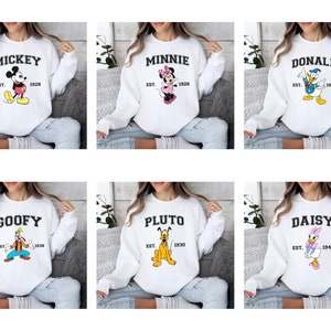 Disney T-Shirt Disney Character Sweatshirt Custom Mickey Daisy Minnie Pluto Donald Goofy Baby Tee Disney Family Trip Matching Trip Hoodie