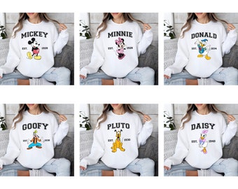Disney T-Shirt Disney Character Sweatshirt Custom Mickey Daisy Minnie Pluto Donald Goofy Baby Tee Disney Family Trip Matching Trip Hoodie