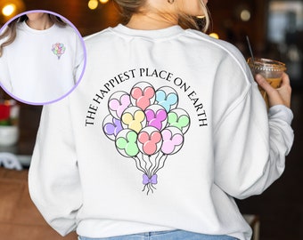Happiest Place on Earth Disney Shirt Mickey Balloon Sweatshirt Family Vacation Shirt Disney Trip Matching Shirts Magical Trip T-Shirt