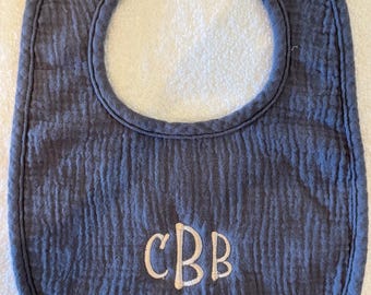 Monogrammed Muslin Baby Bib