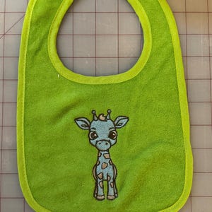 Giraffe bib; baby bib; embroidered bib;