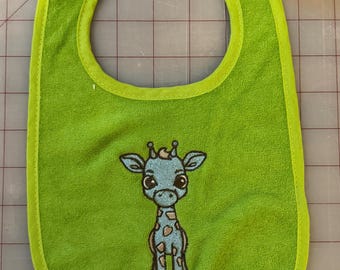 Cute Giraffe Embroidered Baby Bib