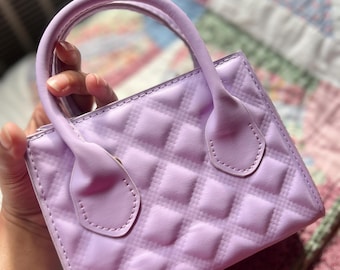 Mini Embossed Detail Square Bag, Purple Handbag, Luxury Handbag, Women Purse, Crossbody Bag, Top-handle bag, Mini Bag