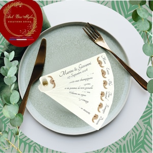 Menu Eventail Personnalisé-Mariage, Baptème, tout évènement