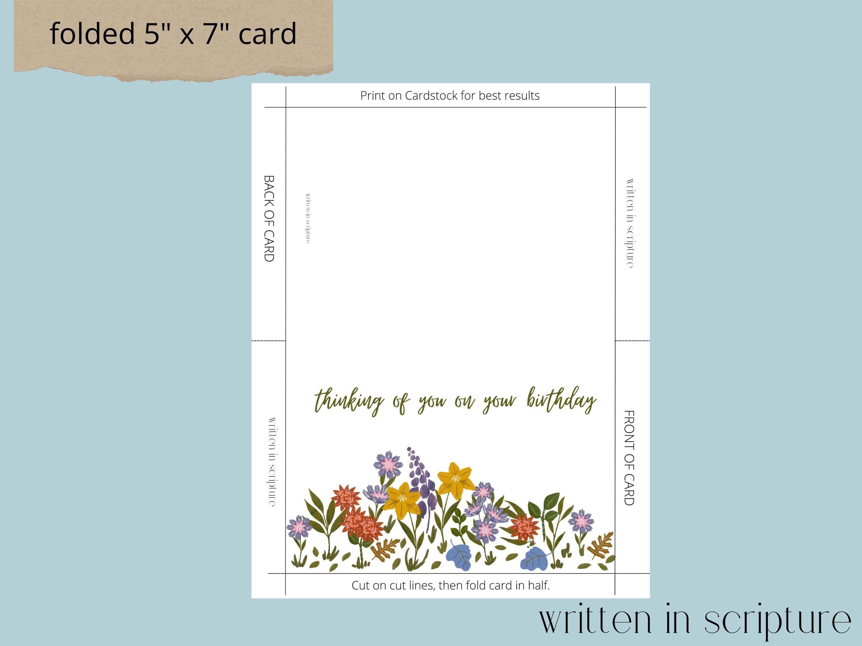 Printable Birthday Card, Floral Birthday Card, Christian Birthday Card ...