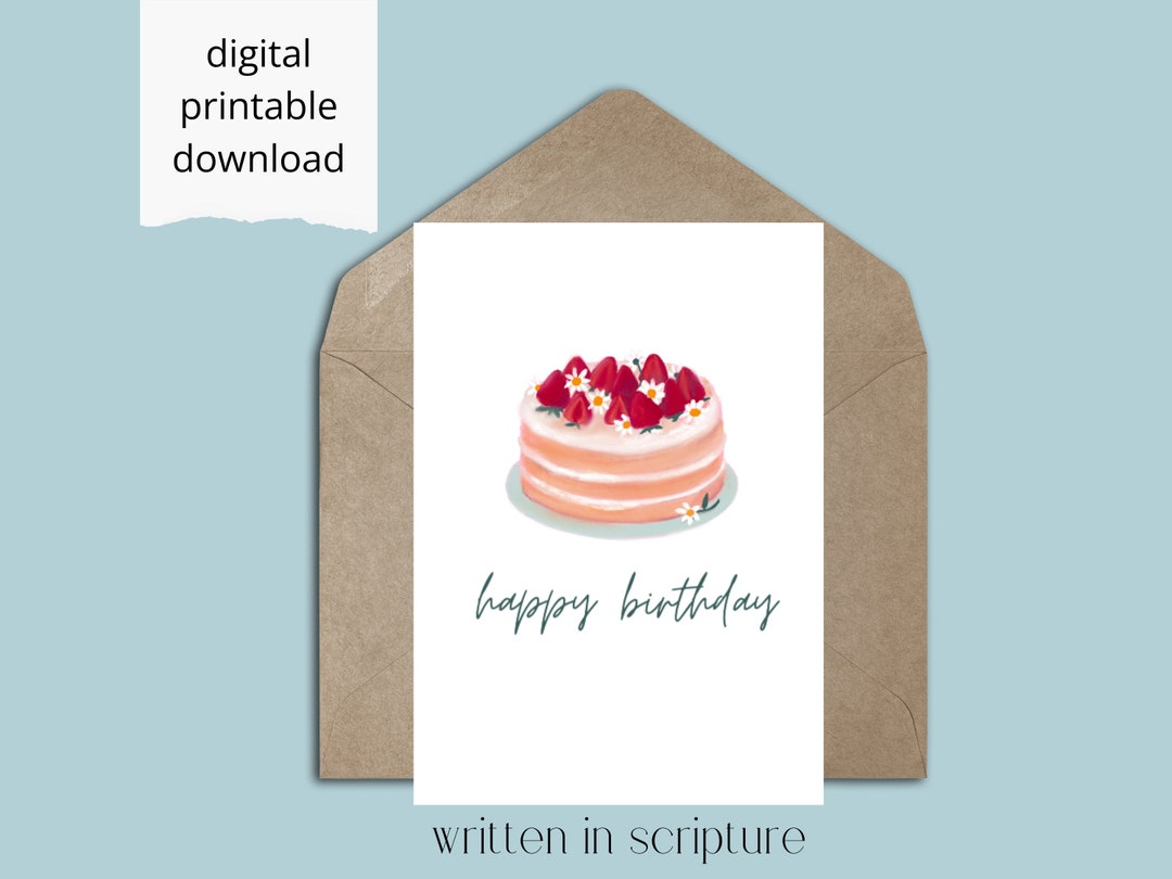 Printable Birthday Card, Cake Birthday Card, Christian Birthday Card ...