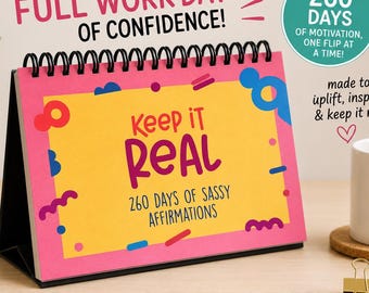 Sweary Affirmation Desk Flip Calendar | Full Work Year of Sassy Affirmations | Funny Adult Office Gift | Daily Motivation | Coworker Gift
