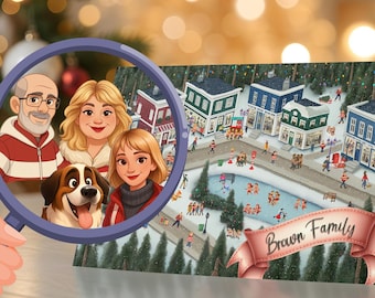 Aangepaste familievakantiewenskaart - YOU PRINT - Gepersonaliseerd zoeken en vinden - Where's Waldo-stijl