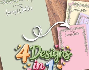 Custom Name Notepad, Coquette Bow Floral Tear Off Pad, 4 Designs in 1, Personalized Stationery, Pastel Flower Note Pad Mothers Day Gift
