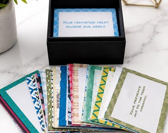 Employee Encouragement Cards | 100 Workplace Affirmation Cards w/ Hard Case | Staff Appreciation | Positive Workplace Cards | Unisex Designs