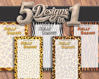 Custom Name Notepad, Animal Print Jungle Tear Off Pad, 5 Designs in 1, Personalized Stationery, Fun Print Note Pad, Mothers Day, Office Gift