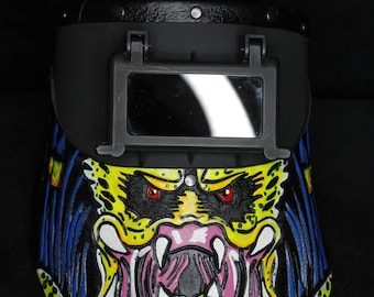 Maska spawalnicza, czepek spawalniczy, #customleathermask, kaptur spawalniczy, sugarscoop, sugarscoopweldingmask, spawanie, osłona twarzy, skórzana maska spawalnicza